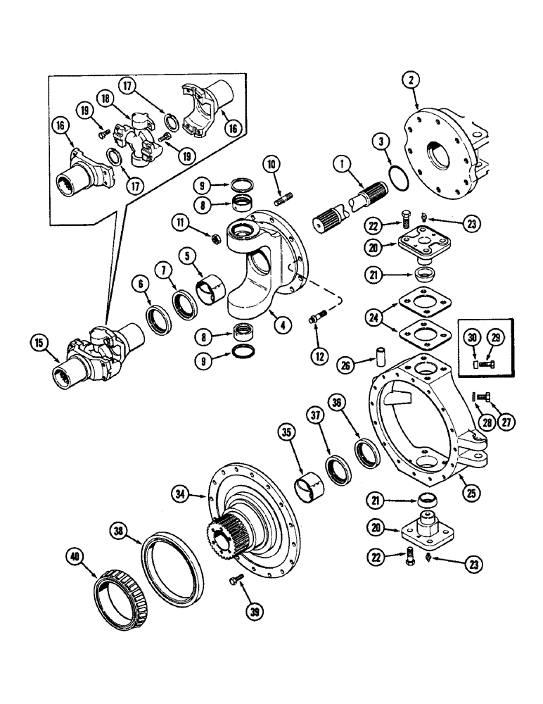 Схема запчастей Case IH 4890 - (6-194) - FRONT AXLE ASSEMBLY, RH TRUNNION, SPINDLE AND SHAFT (06) - POWER TRAIN