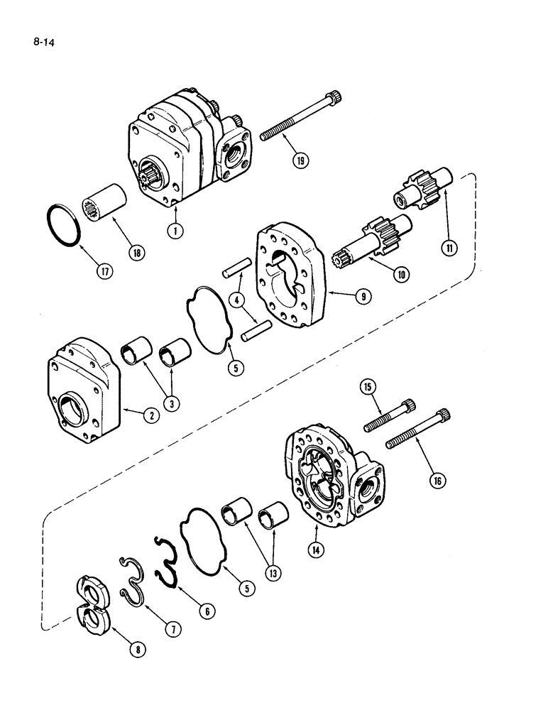 Схема запчастей Case IH 3394 - (8-14) - GEAR AND PISTON PUMP ASSEMBLY (08) - HYDRAULICS