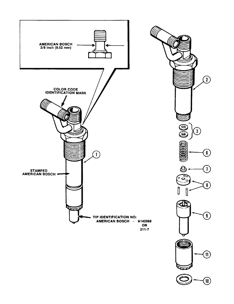 Схема запчастей Case IH 2394 - (3-10) - FUEL INJECTION NOZZLE, 504BDT DIESEL ENGINE, RED COLOR CODE IDENTIFICATION (03) - FUEL SYSTEM