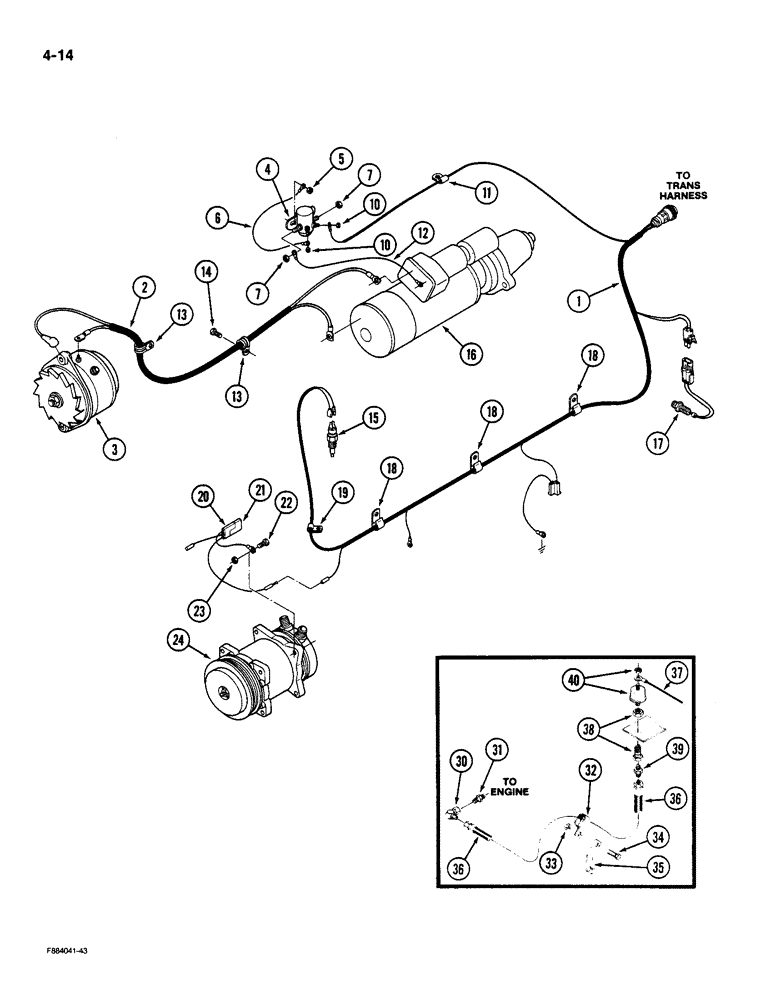 Схема запчастей Case IH 9180 - (4-14) - ENGINE HARNESS 855 ENGINE (04) - ELECTRICAL SYSTEMS