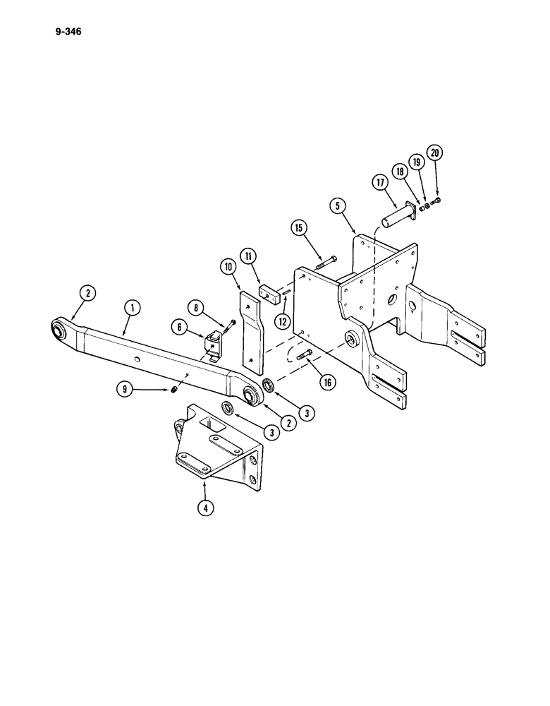 Схема запчастей Case IH 4994 - (9-346) - THREE POINT HITCH DRAFT ARMS AND SUPPPORTS (09) - CHASSIS/ATTACHMENTS