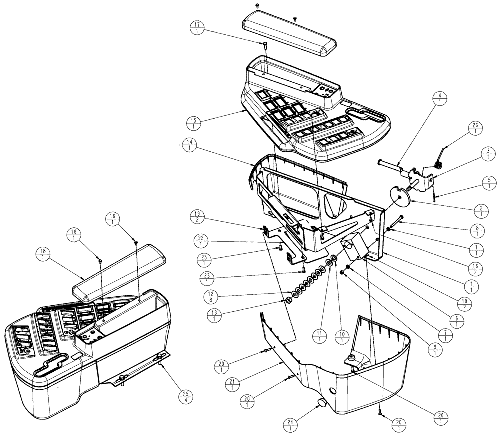 Схема запчастей Case IH SPX3320 - (01-031) - PACKAGE, COMPONENTS, RH CONSOLE BEGIN YEAR 01/2009 Cab Interior