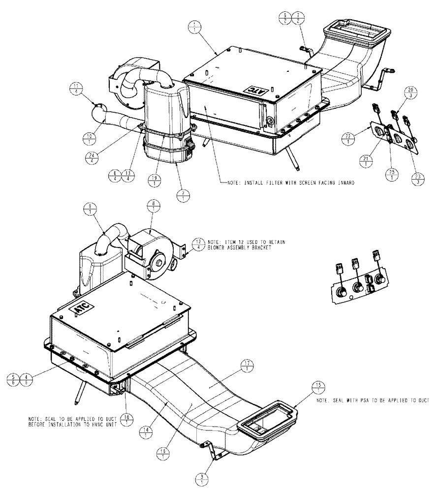 Схема запчастей Case IH TITAN 3020 - (01-014) - HVAC CCM ASSEMBLY, WITH AUTO TEMP CONTROL (10) - CAB