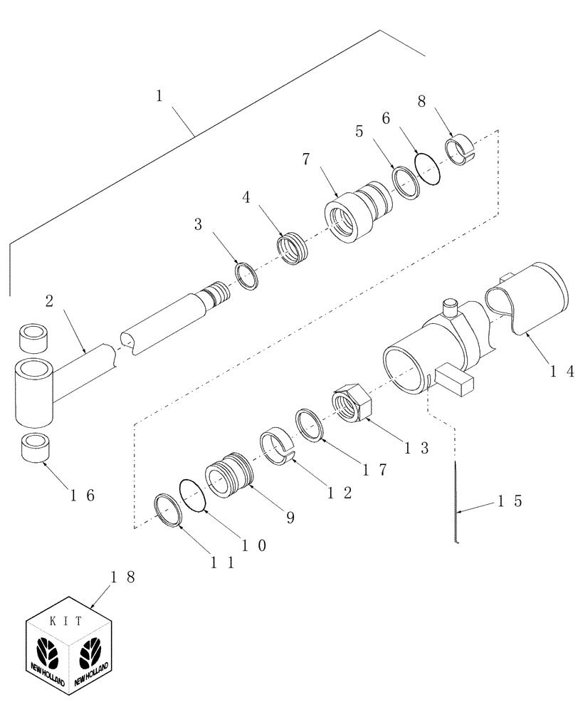 Схема запчастей Case IH BHX1114 - (45) - SWING CYLINDERS 2-1/2" (KM) 