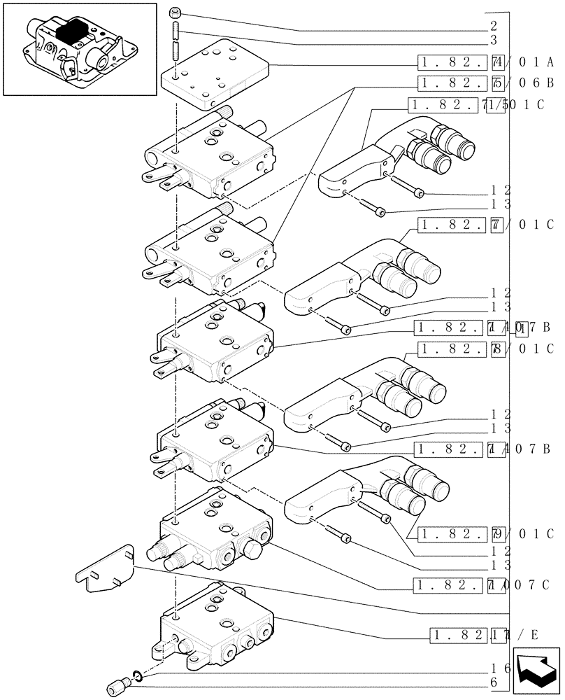 Схема запчастей Case IH MAXXUM 120 - (1.82.7/14A) - 4 REMOTES (2NC+2CONFIG) FOR CCLS PUMP FOR EDC AND RELEVANT PARTS (VAR.333845-334845) (07) - HYDRAULIC SYSTEM