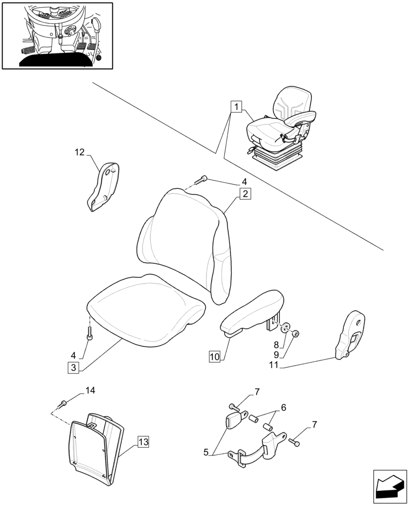 Схема запчастей Case IH MAXXUM 130 - (1.93.3/ N[01]) - DELUXE SEAT WITH MECHANICAL SUSPENSION, BELT AND SWITCH - BREAKDOWN - C7342 (10) - OPERATORS PLATFORM/CAB