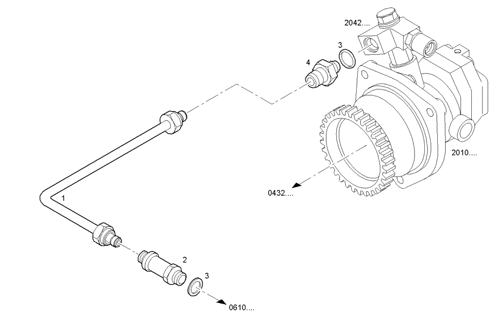 Схема запчастей Case IH F3CE0684B E005 - (2036.011) - FUEL LINES - RETURN TO FUEL PUMP 