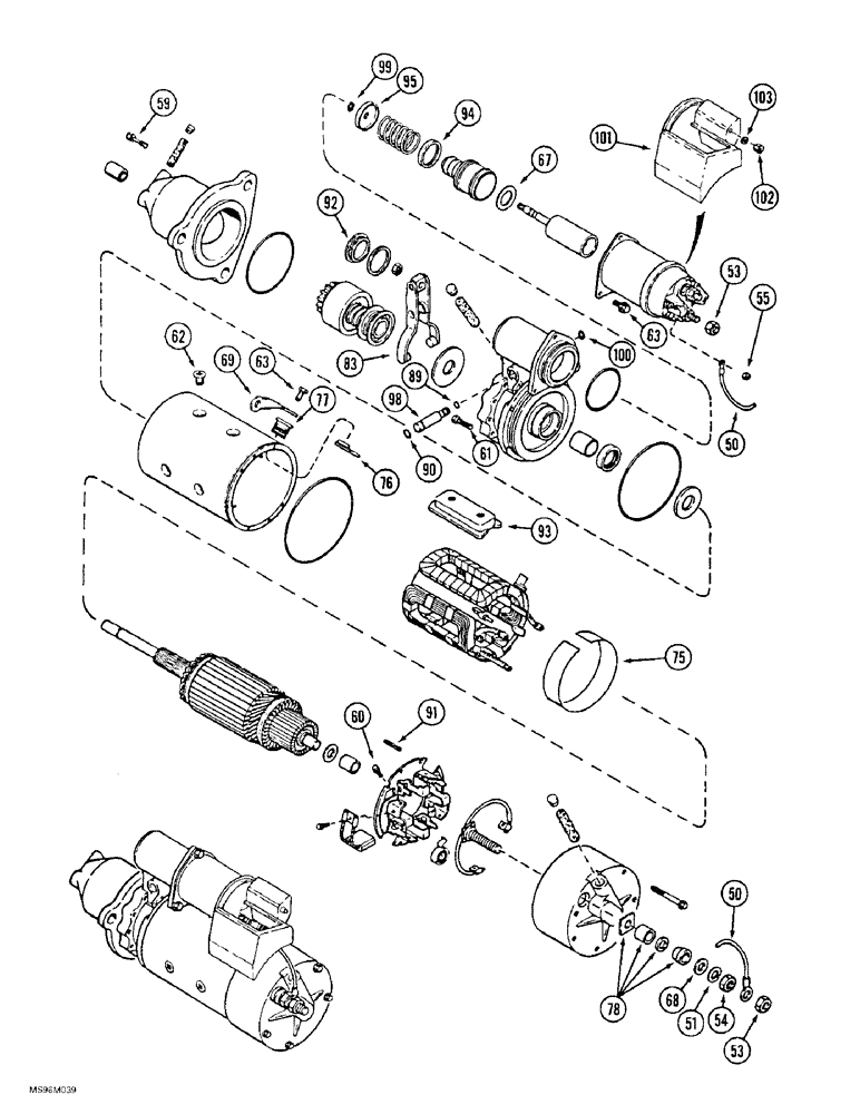 Схема запчастей Case IH 9390 - (4-40) - STARTER ASSEMBLY (CONTD) (04) - ELECTRICAL SYSTEMS