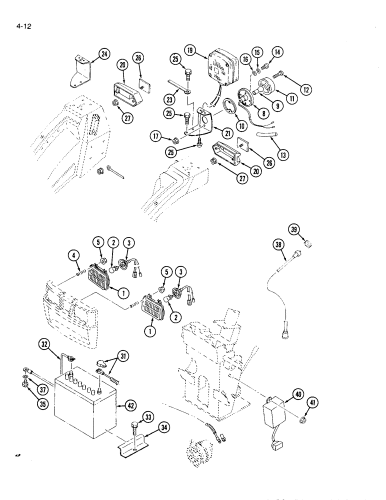 Схема запчастей Case IH 1120 - (4-12) - BATTERY AND LIGHTING SYSTEM (04) - ELECTRICAL SYSTEMS