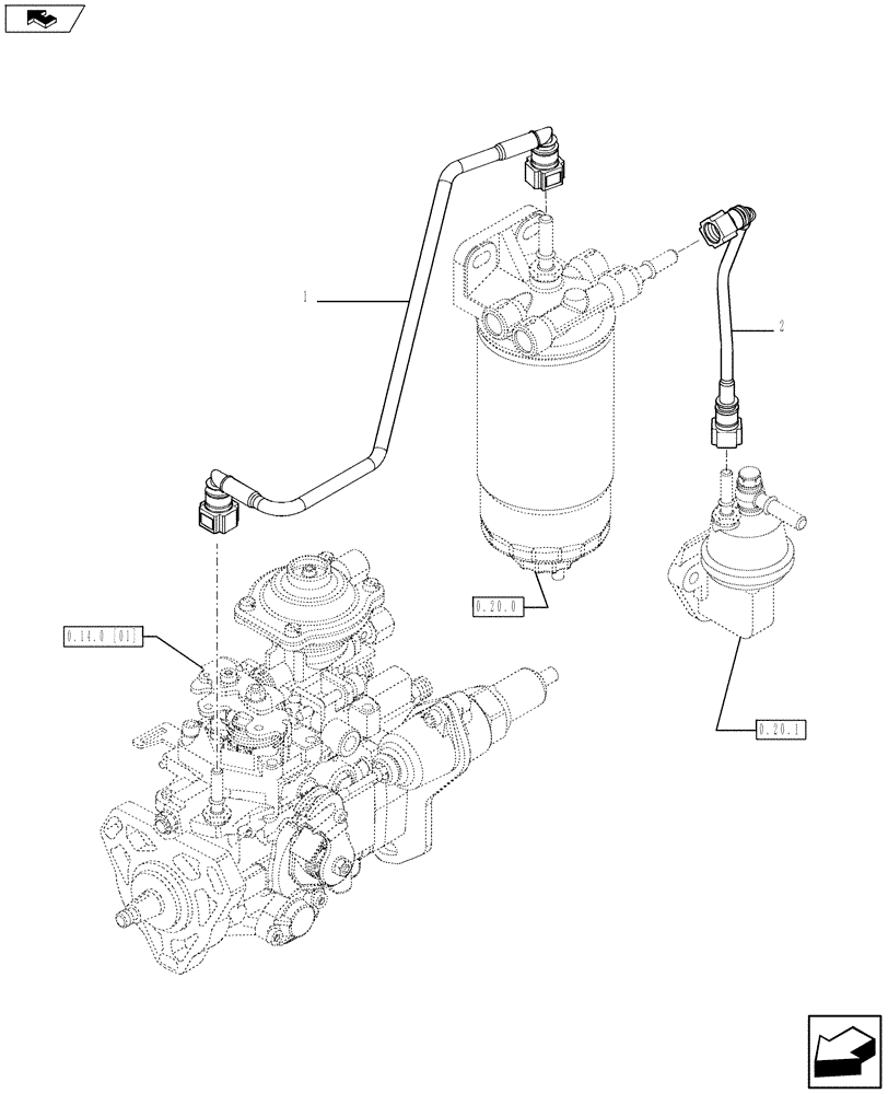 Схема запчастей Case IH F5AE5484C A001 - (0.20.3[02]) - PIPING - FUEL (10) - ENGINE