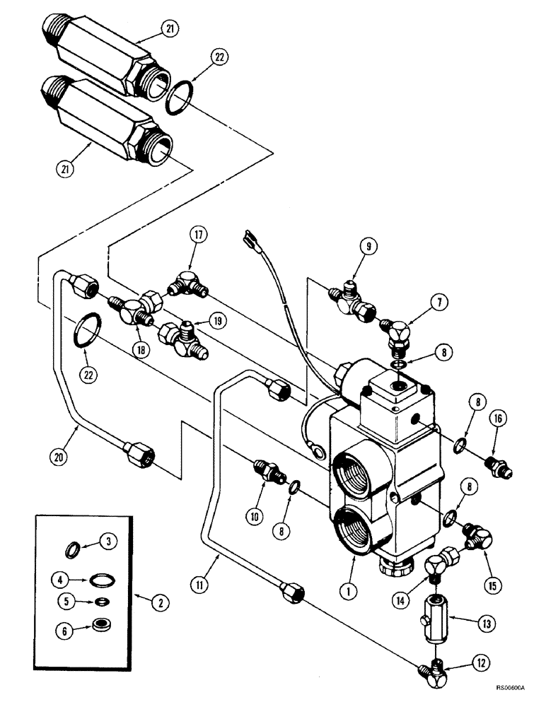 Схема запчастей Case IH 1680 - (5-48) - SELECTOR VALVE, POWER GUIDE AXLE, PRIOR TO P.I.N. JJC0044001 (04) - STEERING