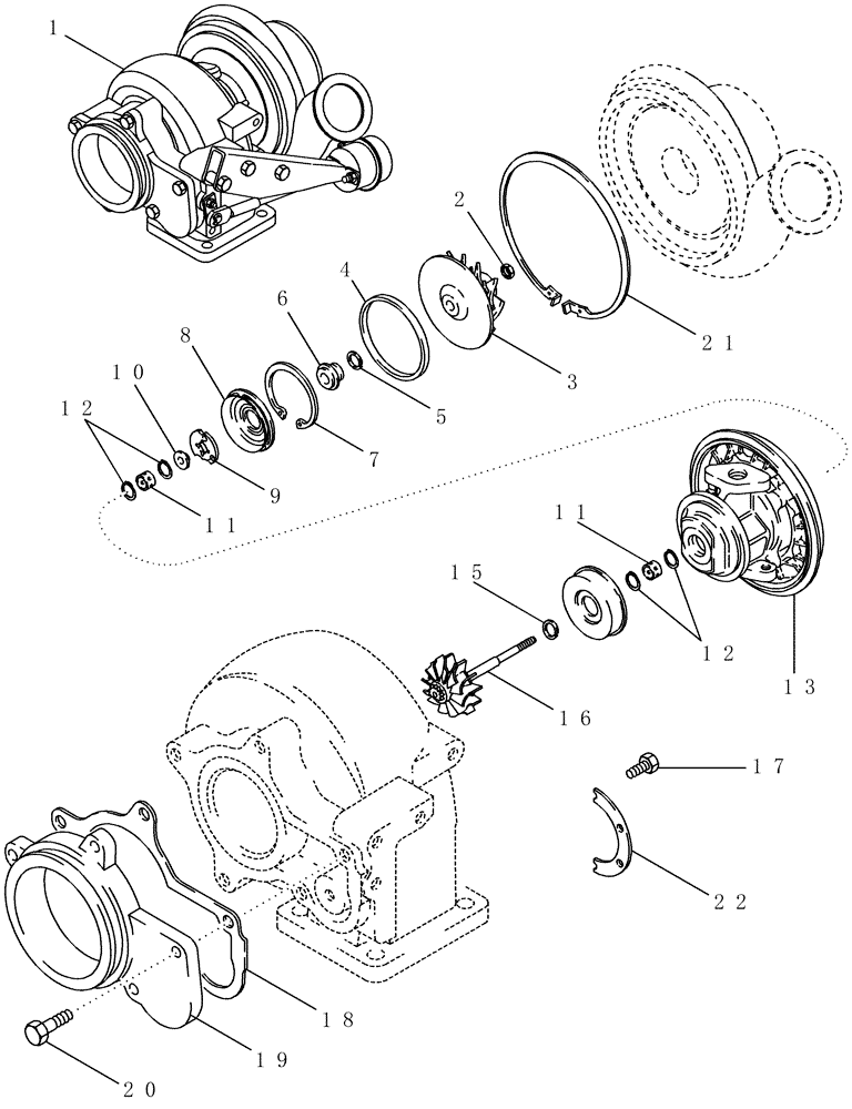 Схема запчастей Case IH PX190 - (02-11) - TURBOCHARGER ASSEMBLY (02) - ENGINE