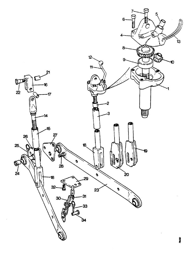 Схема запчастей Case IH 885 - (E26) - SELECTAMATIC HYDRAULIC SYSTEM, LIFT RODS & LOWER LINKS, 885 TRACTORS, W/ DUAL CATEGORY LINKAGE U1504 (07) - HYDRAULIC SYSTEM