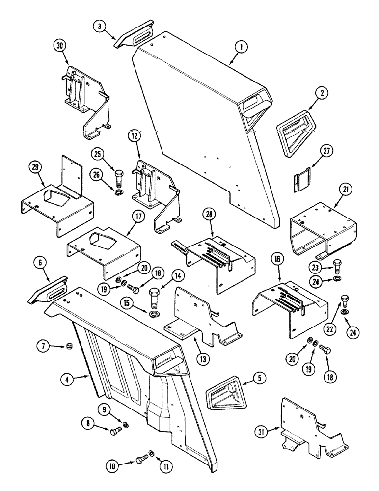 Схема запчастей Case IH 1594 - (9-368) - REAR FENDERS AND MOUNTINGS, TRACTORS WITHOUT CAB (09) - CHASSIS/ATTACHMENTS