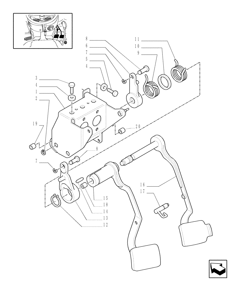 Схема запчастей Case IH JX1070C - (1.92.68[01]) - BRAKE PEDALS - C5734 (10) - OPERATORS PLATFORM/CAB