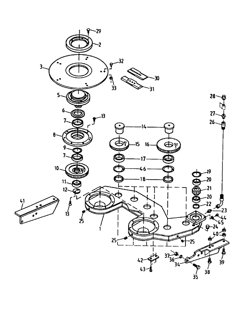 Схема запчастей Case IH 7000 - (A02-25) - GEARBOX, UNDERSLUNG BASECUTTER Mainframe & Functioning Components