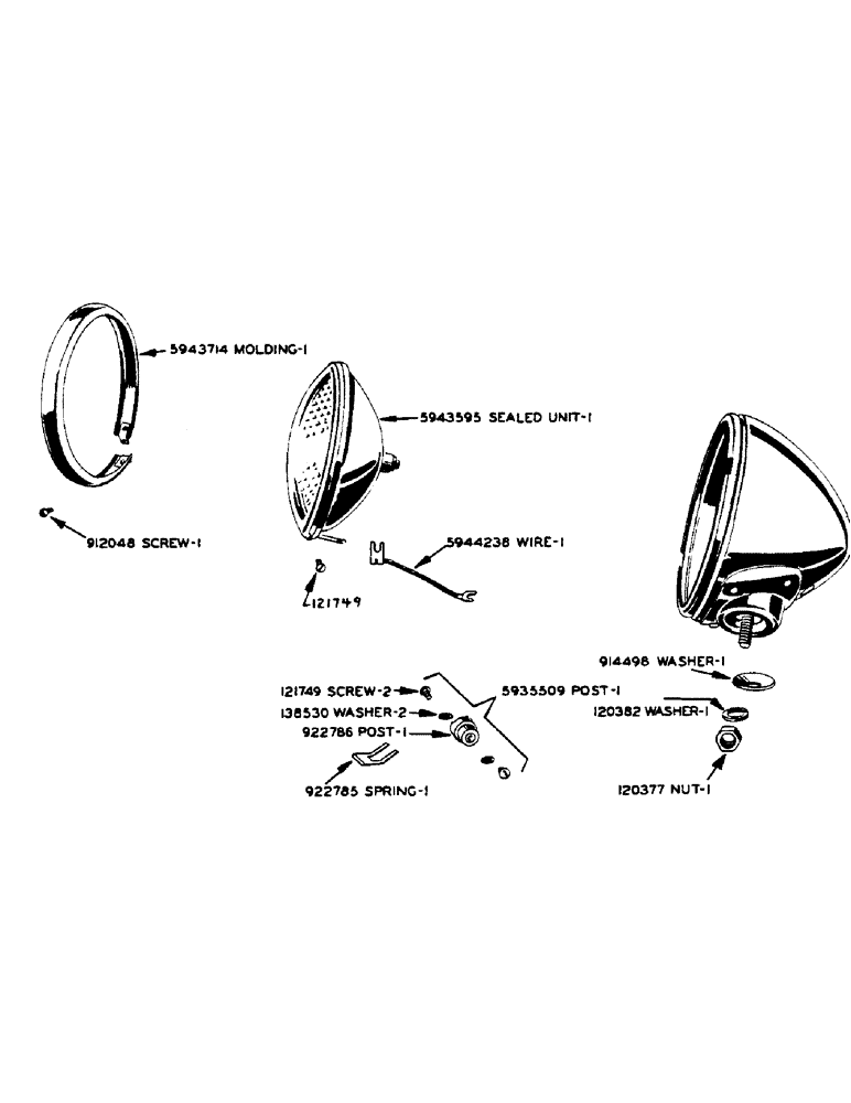 Схема запчастей Case IH 500-SERIES - (036) - PARTS FOR 09898AB FRONT TRACTOR LAMP (04) - ELECTRICAL SYSTEMS