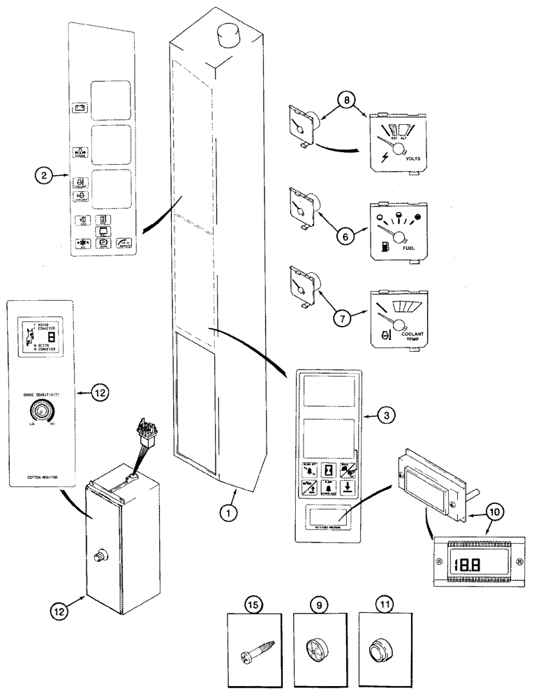 Схема запчастей Case IH 2555 - (04-15) - INSTRUMENT PANEL ASSY (06) - ELECTRICAL SYSTEMS