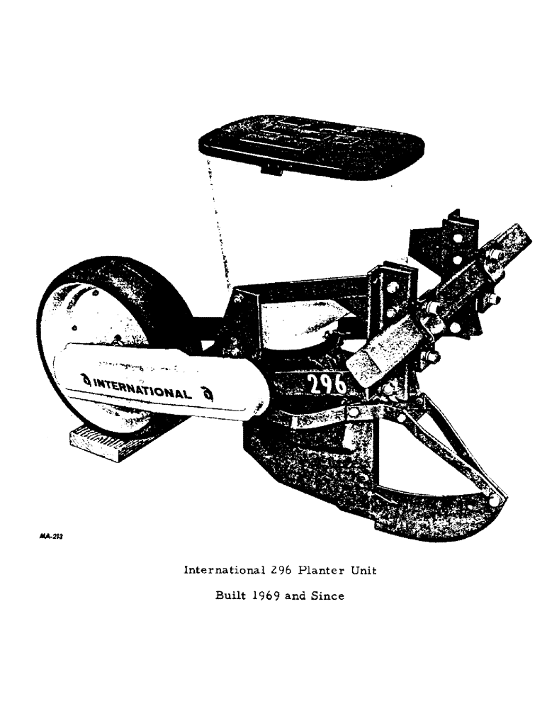 Схема запчастей Case IH 296 - (AA-01) - INTERNATIONAL 296 PLANTER UNIT, BUILT 1969 AND SINCE 