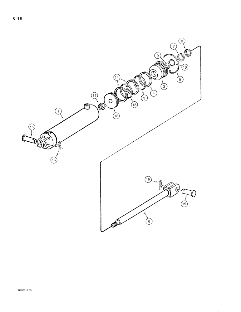 Схема запчастей Case IH 550 - (8-016) - ENDGATE LIFT CYLINDER, 61105C91, WELDED DOUBLE ACTING, 3-1/2 ID X 8 INCH STROKE (08) - HYDRAULICS