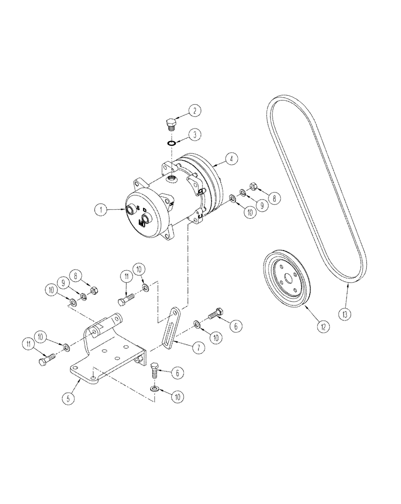 Схема запчастей Case IH STX275 - (09-42) - AIR CONDITIONING COMPRESSOR MOUNTING (09) - CHASSIS/ATTACHMENTS