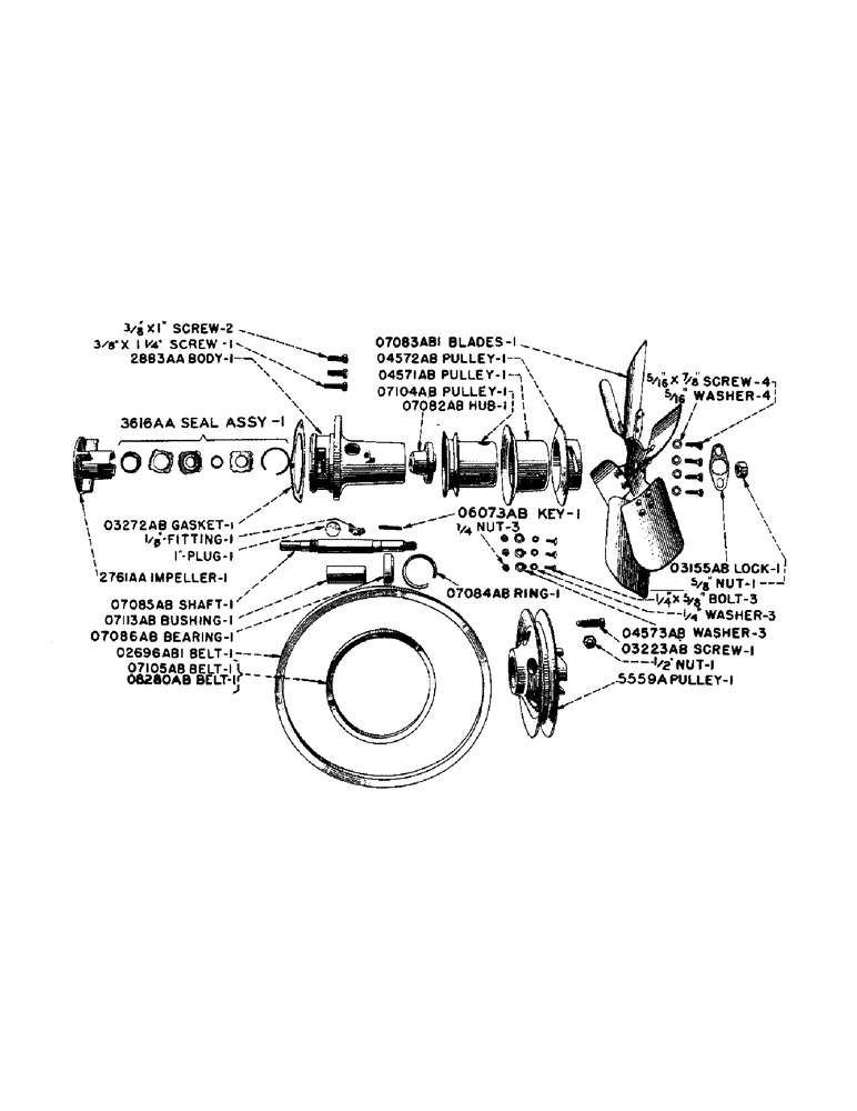 Схема запчастей Case IH DC-SERIES - (039) - FAN AND WATER PUMP, D, DC, DO, DV (02) - ENGINE