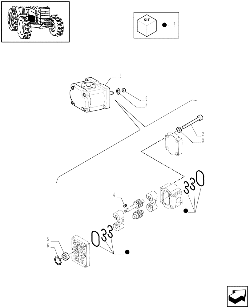 Схема запчастей Case IH JX80 - (1.92.63/ A) - PUMP FOR HYDRAULIC SYSTEM AND LIFT - BREAKDOWN (10) - OPERATORS PLATFORM/CAB