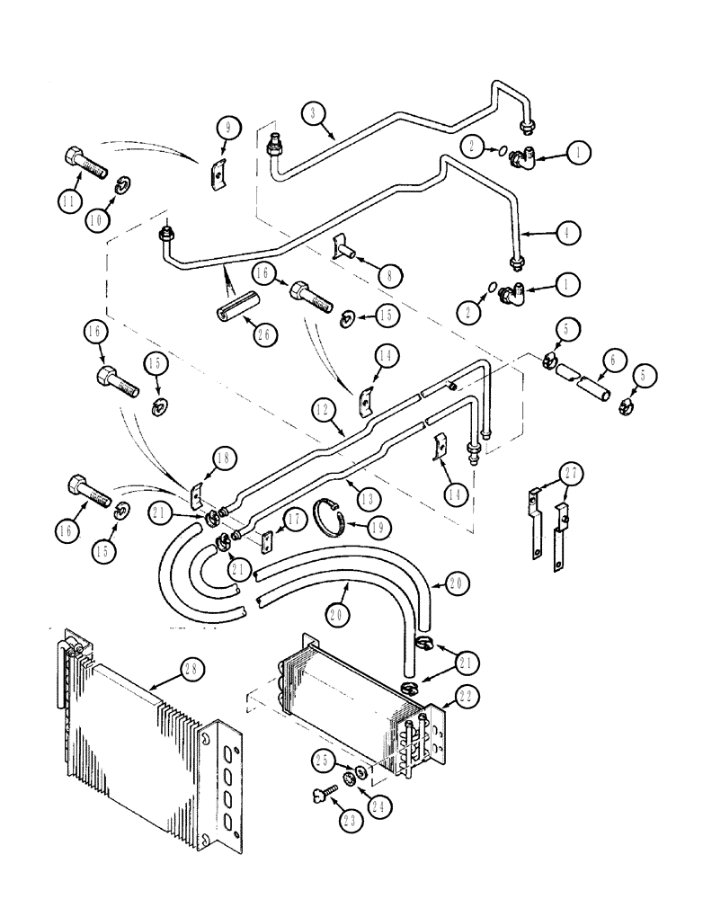 Схема запчастей Case IH 3220 - (8-006) - OIL COOLER SYSTEM, TRACTOR WITH CAB (08) - HYDRAULICS