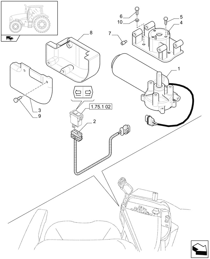 Схема запчастей Case IH PUMA 180 - (1.75.1/07[01]) - (VAR.183) ARMREST CONTROL UNIT - ADJUSTMENT ELECTRONIC CONTROL - C6400 (06) - ELECTRICAL SYSTEMS