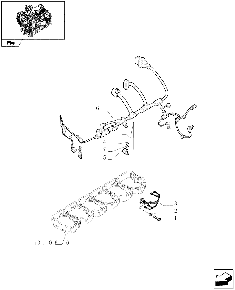 Схема запчастей Case IH PUMA 180 - (1.75.4[01]) - CONNECTIONS CABLE FOR ENGINE INJECTION (06) - ELECTRICAL SYSTEMS