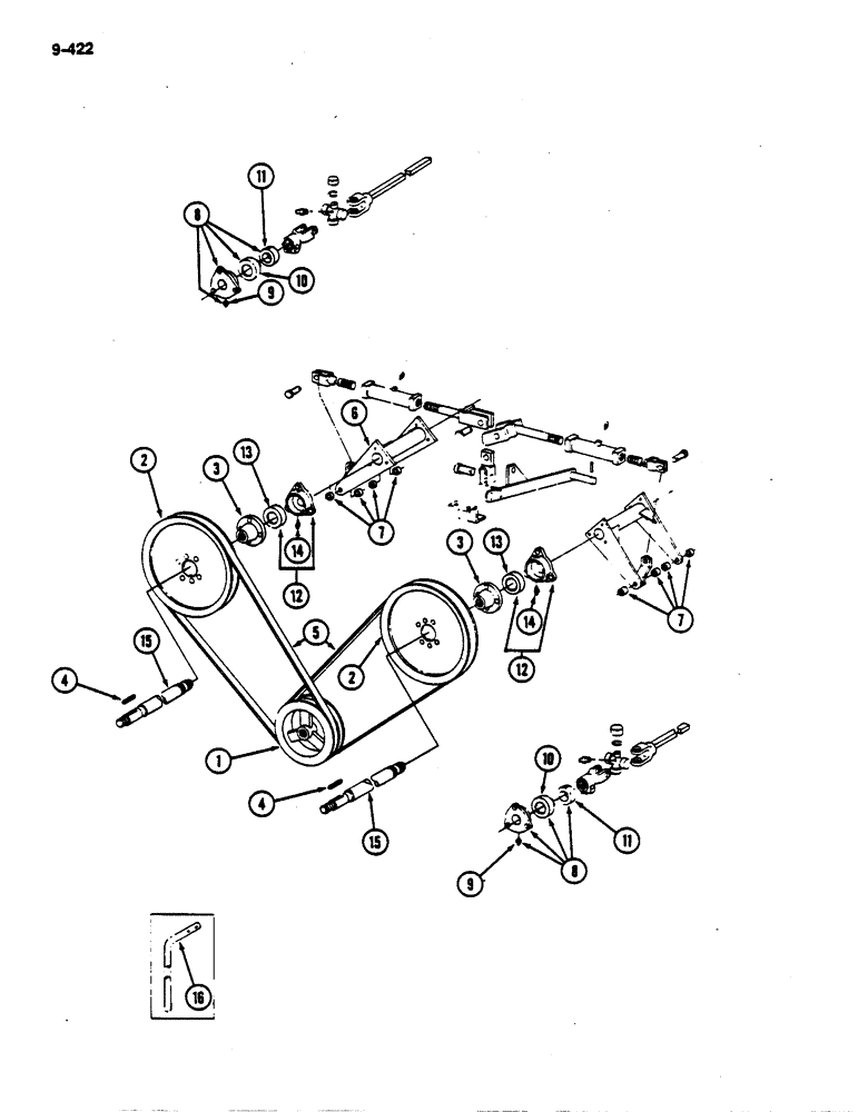 Схема запчастей Case IH 782 - (9-422) - AUXILIARY DRUM DRIVE (09) - CHASSIS ATTACHMENTS