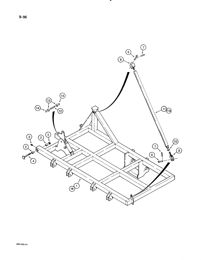 Схема запчастей Case IH 8500 - (9-096) - DRILL FRAME SECTION NUMBER FOUR, 33 FOOT WIDE DRILL (09) - CHASSIS/ATTACHMENTS