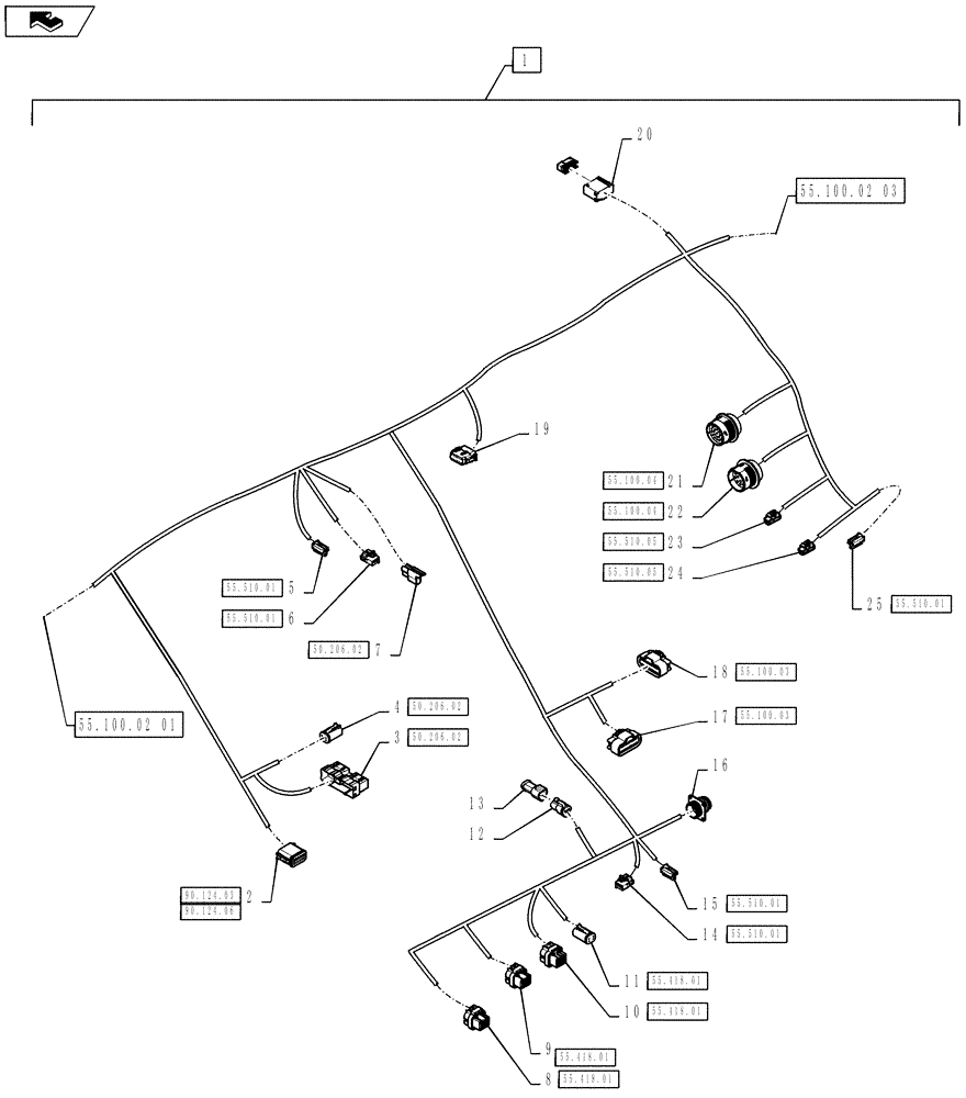 Схема запчастей Case IH TITAN 4530 - (55.100.02[02]) - MAIN CAB HARNESS (55) - ELECTRICAL SYSTEMS