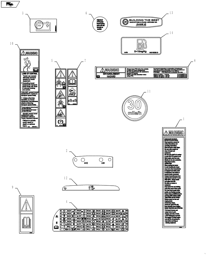 Схема запчастей Case IH MAGNUM 370 - (90.108.AC[01]) - DECALS, SAFETY AND INFORMATIONAL (90) - PLATFORM, CAB, BODYWORK AND DECALS