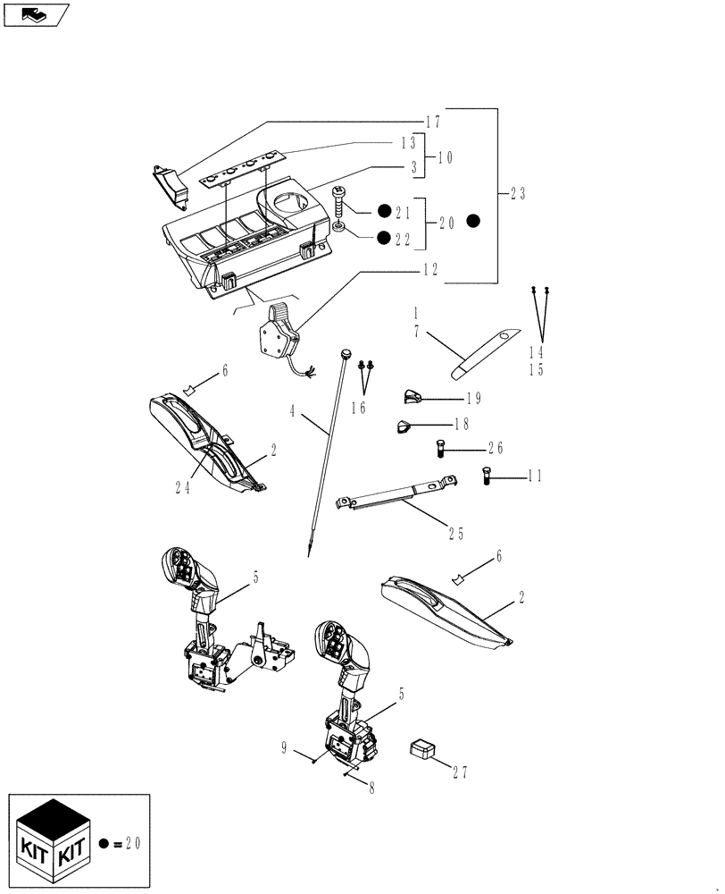 Схема запчастей Case IH MAGNUM 190 - (55.512.05[02]) - ARMREST CONTROL UNIT (55) - ELECTRICAL SYSTEMS