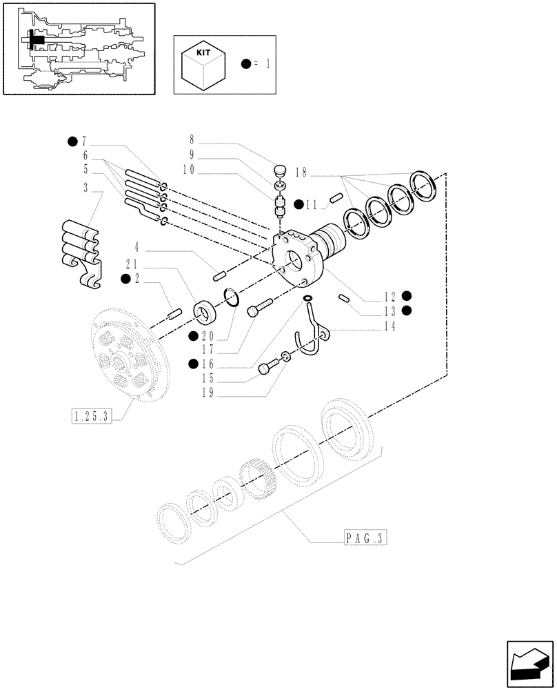 Схема запчастей Case IH MXU115 - (1.28.1/05[02]) - (VAR.085-087) 16X16 (SPS) W/P. SHUTTLE & ADV. HARNESS - CLUTCH MANIFOLD (03) - TRANSMISSION