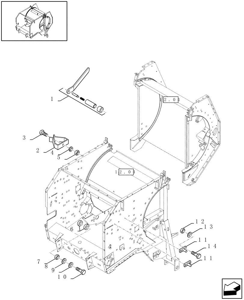 Схема запчастей Case IH RBX341 - (12.05[01]) - FRAME AND TAILGATE (12) - MAIN FRAME