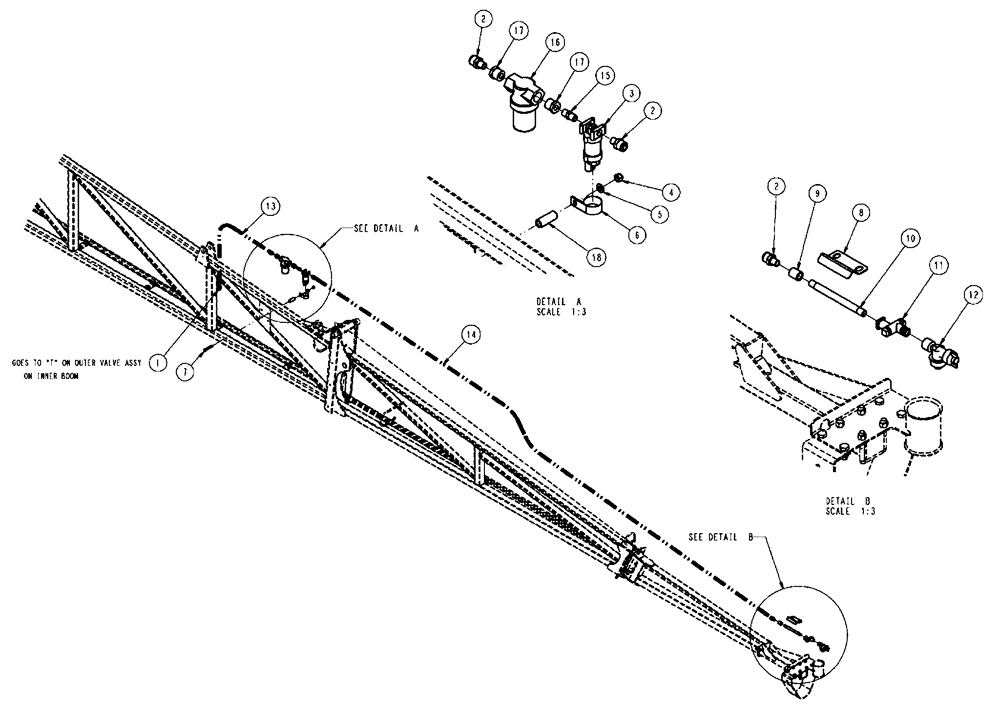 Схема запчастей Case IH SPX4410 - (11-010) - NOZZLE GROUP, RIGHT BOOM, 90’, FENCE ROW Options