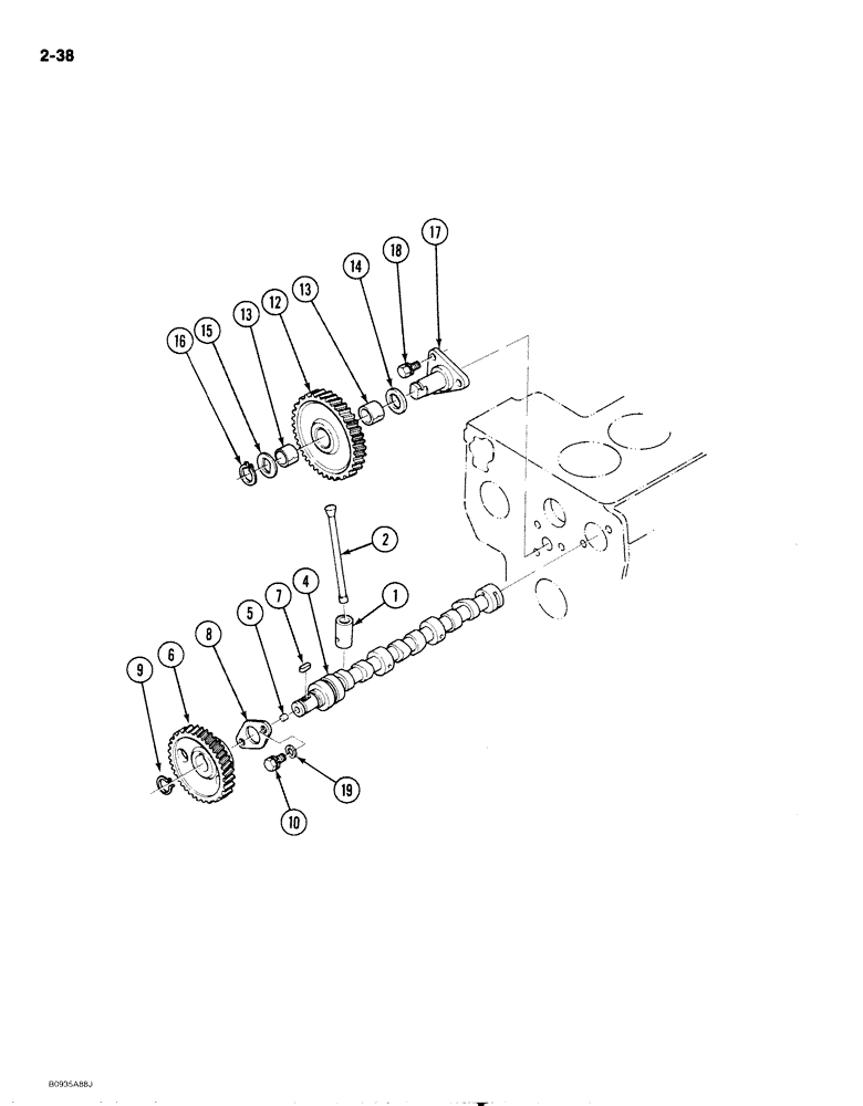 Схема запчастей Case IH 1818 - (2-038) - CAMSHAFT, DIESEL MODELS (02) - ENGINE