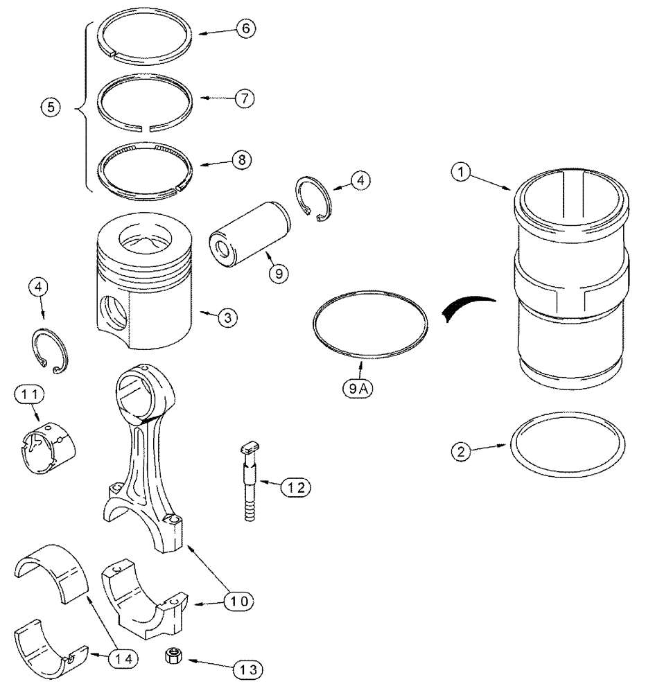 Схема запчастей Case IH SPX4260 - (03-021) - PISTON AND CONNECTING ROD (01) - ENGINE