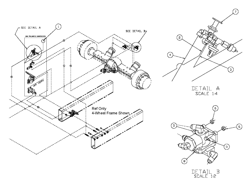 Схема запчастей Case IH FLX3330B - (07-006) - PARKING BRAKE GROUP Pneumatics