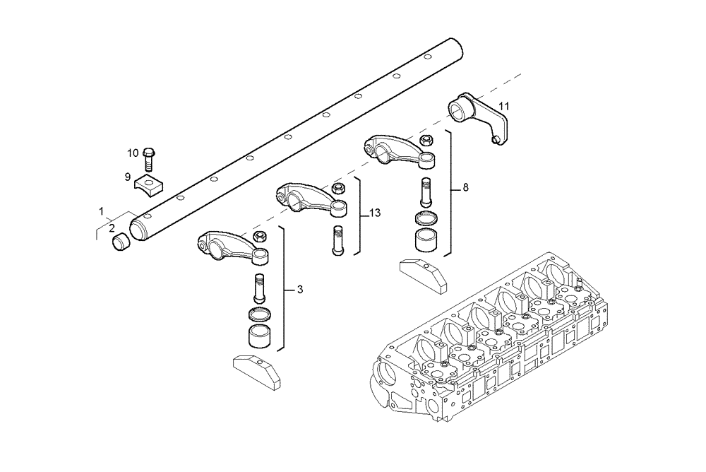 Схема запчастей Case IH F3AE0684J B902 - (0668.001) - ROCKER SHAFT 