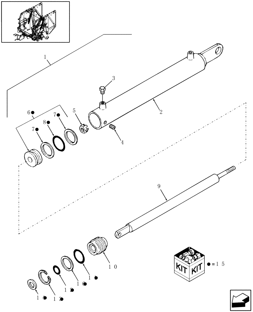 Схема запчастей Case IH RBX441 - (011[1]) - HYDRAULIC CYLINDER, TAILGATE LIFT, 86635365 (35) - HYDRAULIC SYSTEMS