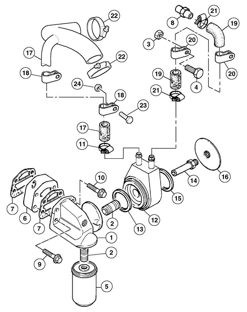 Схема запчастей Case IH C60 - (02-25) - OIL FILTER AND COOLER, C60 (02) - ENGINE