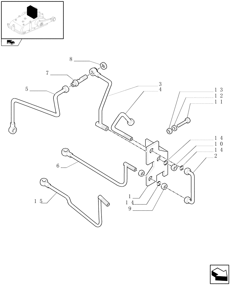 Схема запчастей Case IH FARMALL 90 - (1.82.7/05) - MID-MOUNT VALVES HYDRAULIC CONNECTION FOR REMOTES WITH FLOW CONTROL (VAR.336560) (07) - HYDRAULIC SYSTEM