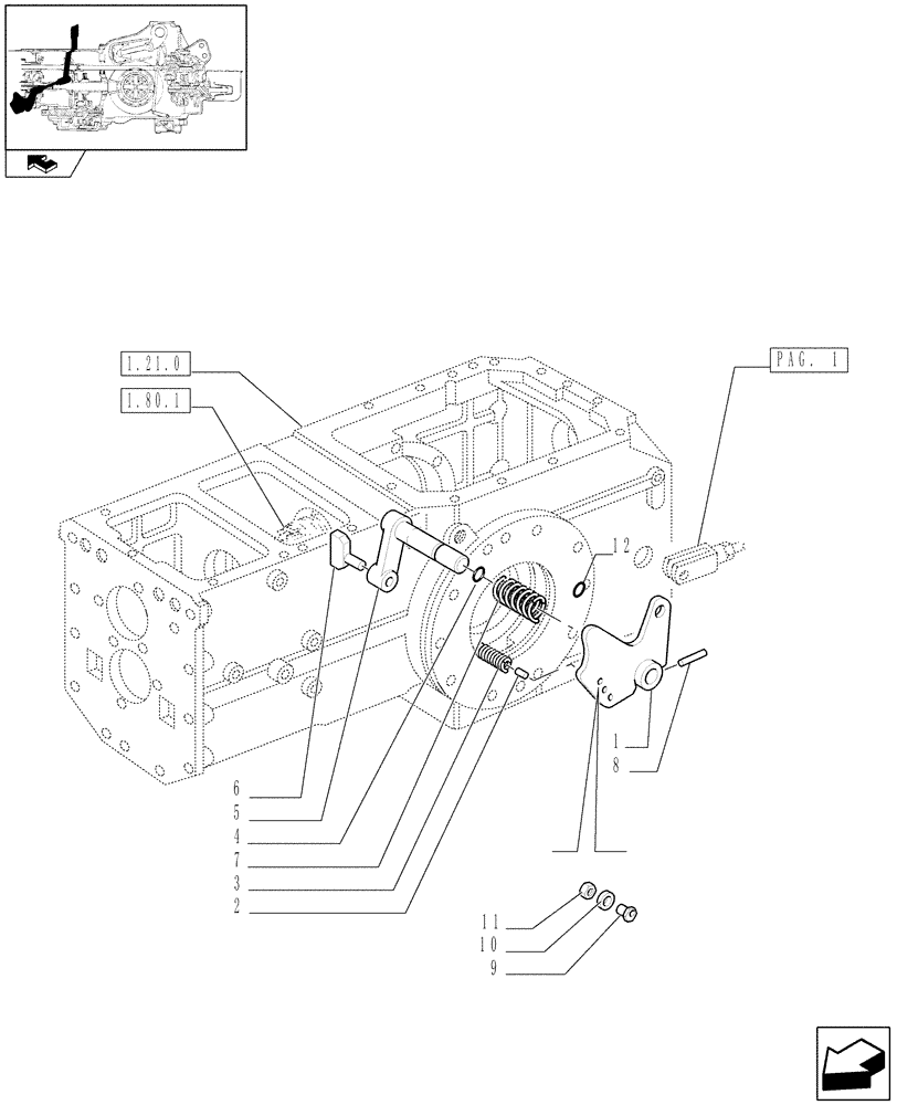 Схема запчастей Case IH FARMALL 105U - (1.96.3/01[02]) - POWER TAKE-OFF WITH GROUND SPEED - PTO CONTROL (VAR.330807-332807-330819-331819-334819) (10) - OPERATORS PLATFORM/CAB