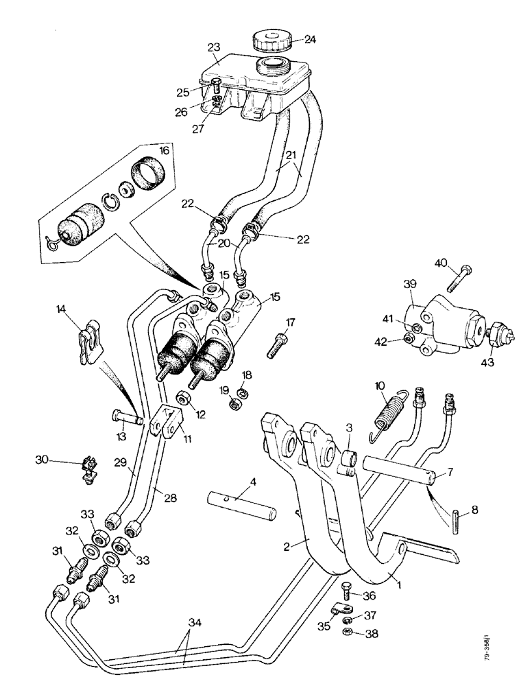 Схема запчастей Case IH 1490 - (J07-1) - BRAKE PEDALS, MASTER CYLINDER AND BALANCE VALVE, HIGH PLATFORM (5.1) - BRAKES