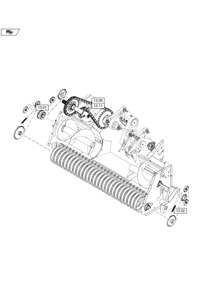 Схема запчастей Case IH LB333S - (00.039A[01]) - PICTORIAL OVERVIEW 2/2 - CHAINS STANDARD AND PACKER (00) - GENERAL