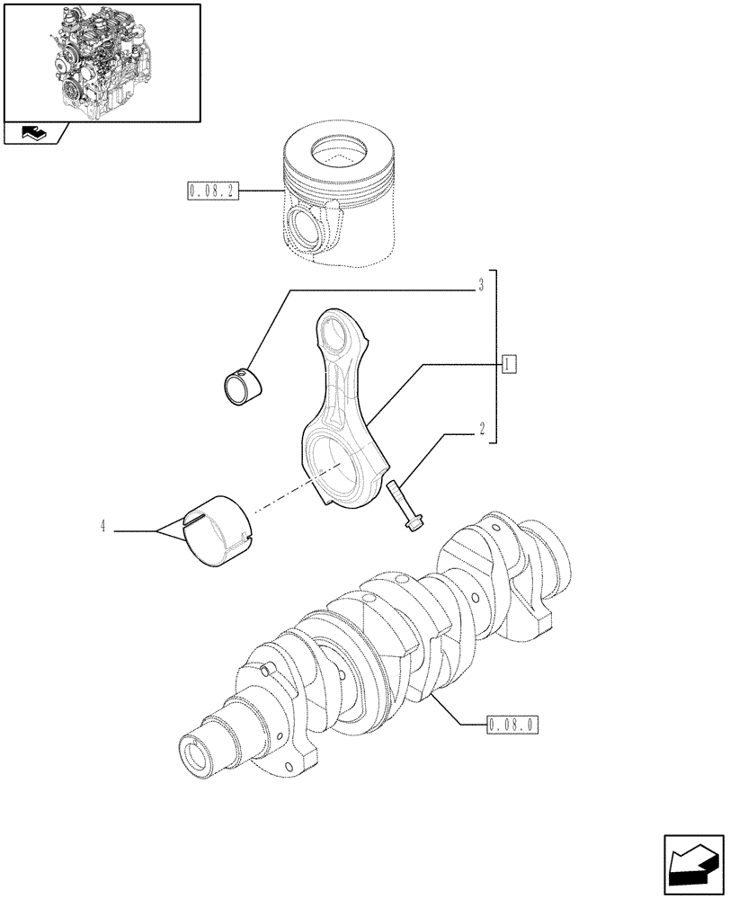 Схема запчастей Case IH FARMALL 80 - (0.08.1) - CONNECTING ROD (01) - ENGINE