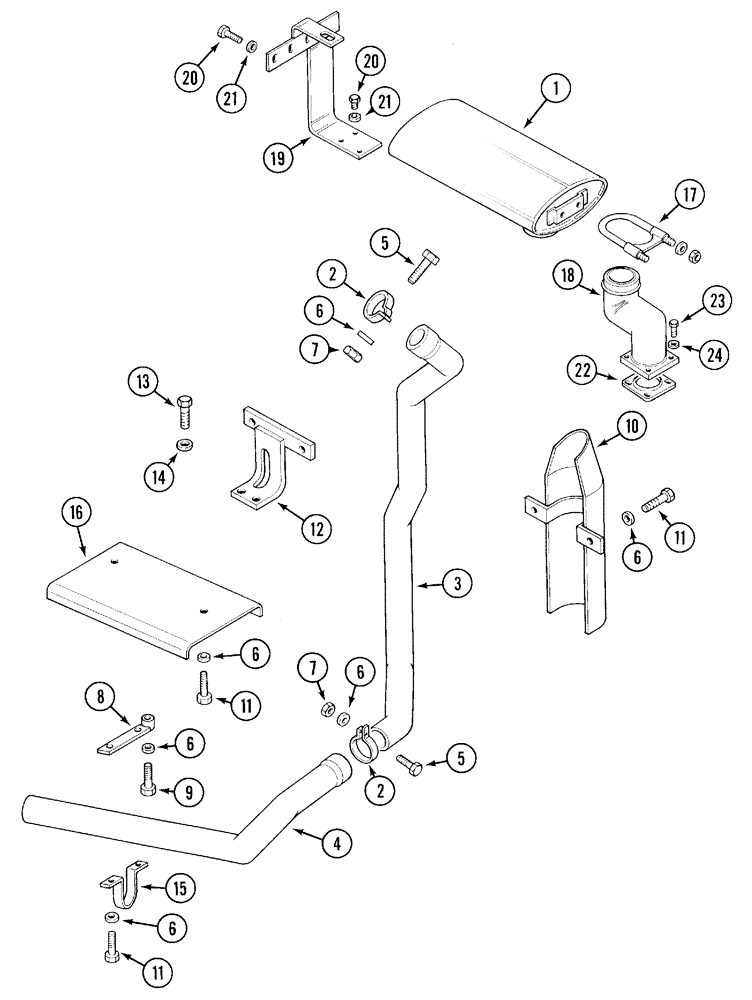 Схема запчастей Case IH 5130 - (2-014) - EXHAUST SYSTEM, 5130/5230, DOWNSWEPT (02) - ENGINE